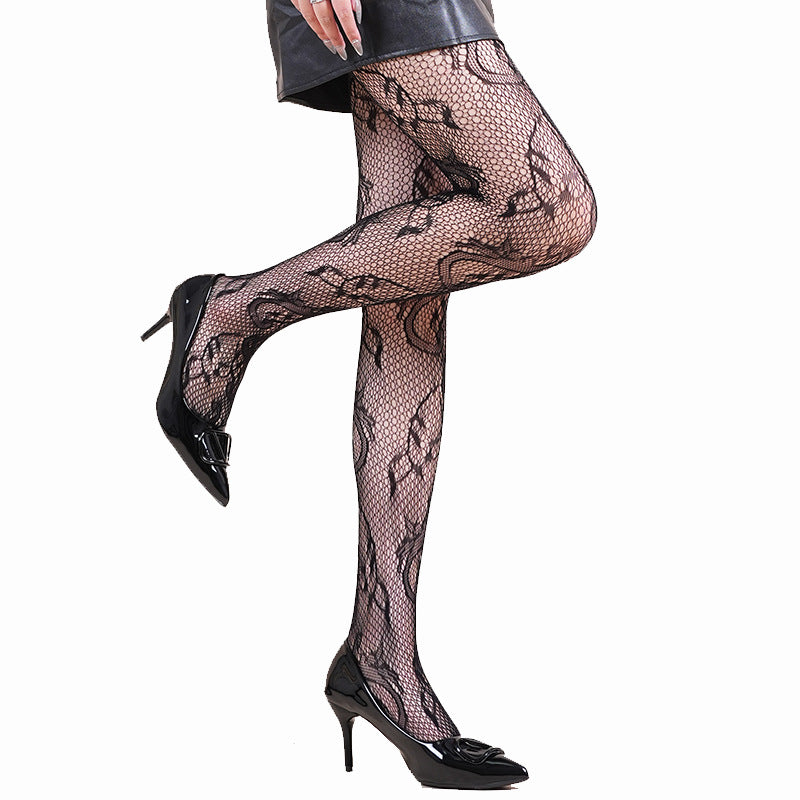 Spiderweb Print Fishnet Tights