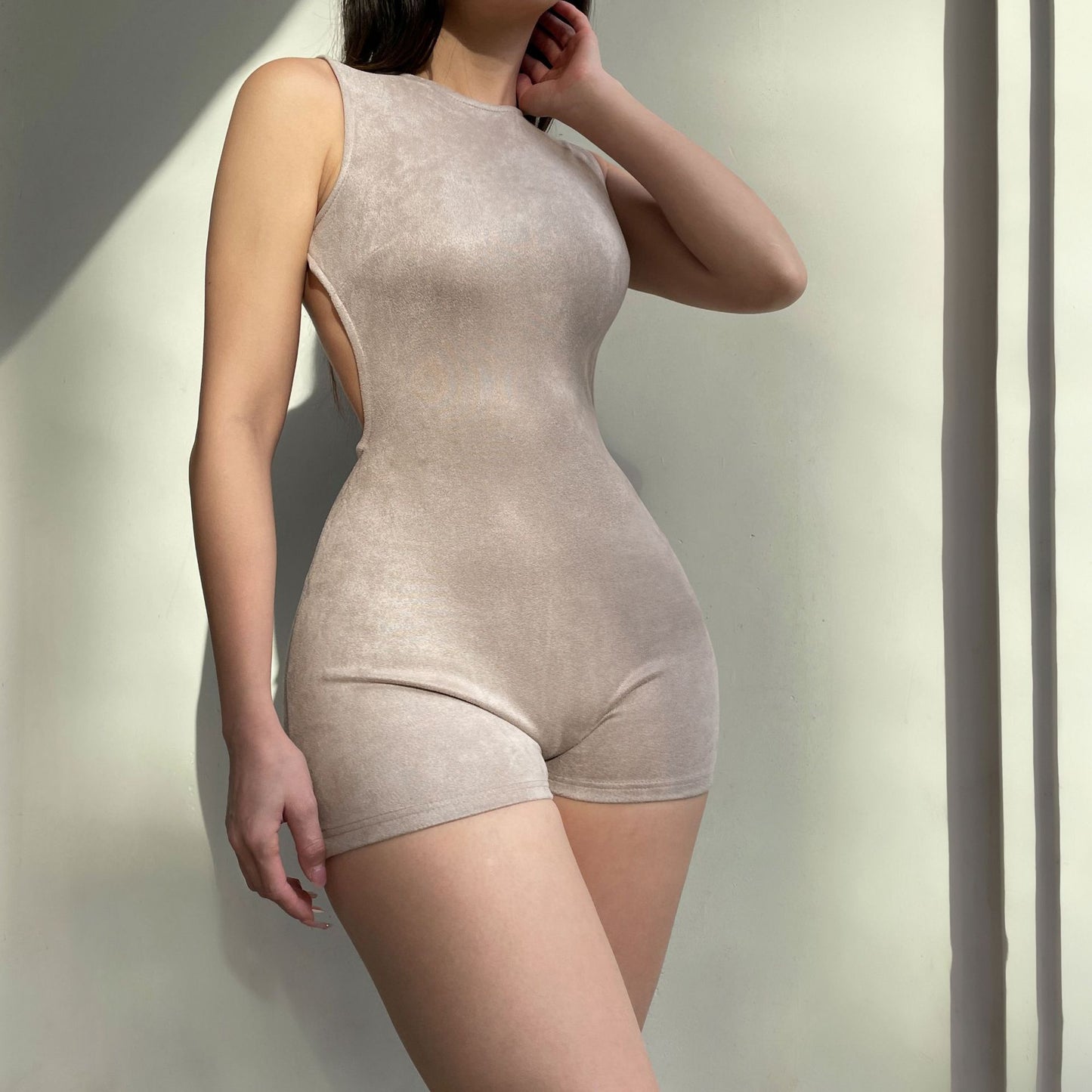 Women's Solid Color Fashion Vest Jumpsuit Shorts