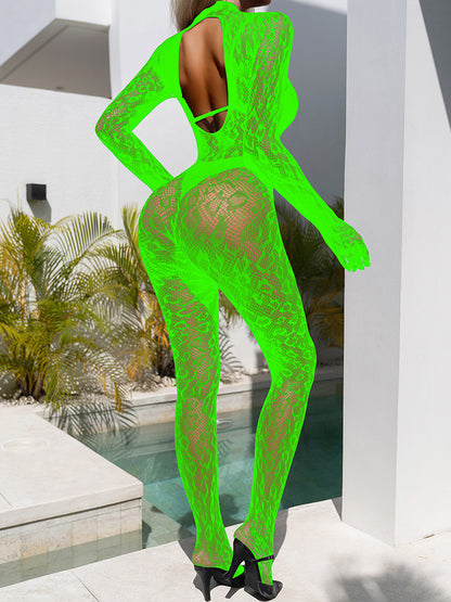 Sexy Long Sleeve One-piece Mesh Bodysuit