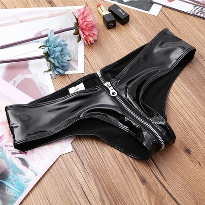 High Gloss PVC Patent Leather Sexy Zipper Sexy Shorts No Smell