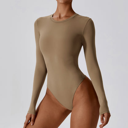 Sexy Slim Yoga Long Sleeve One-piece Bottoming Skinny Jumpsuit