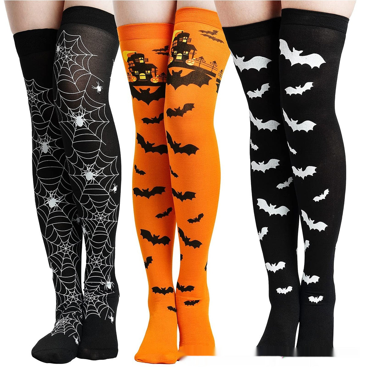 Gothic Print Over-Knee Socks