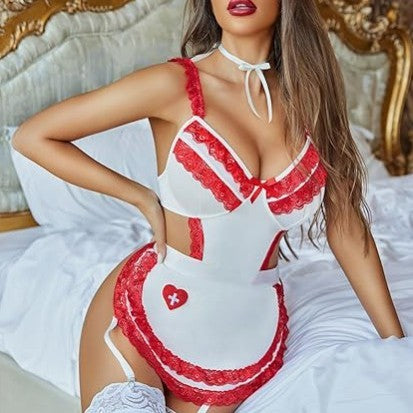 Sexy Women's Hollow Backless Maid Cloth Uniform Suit
