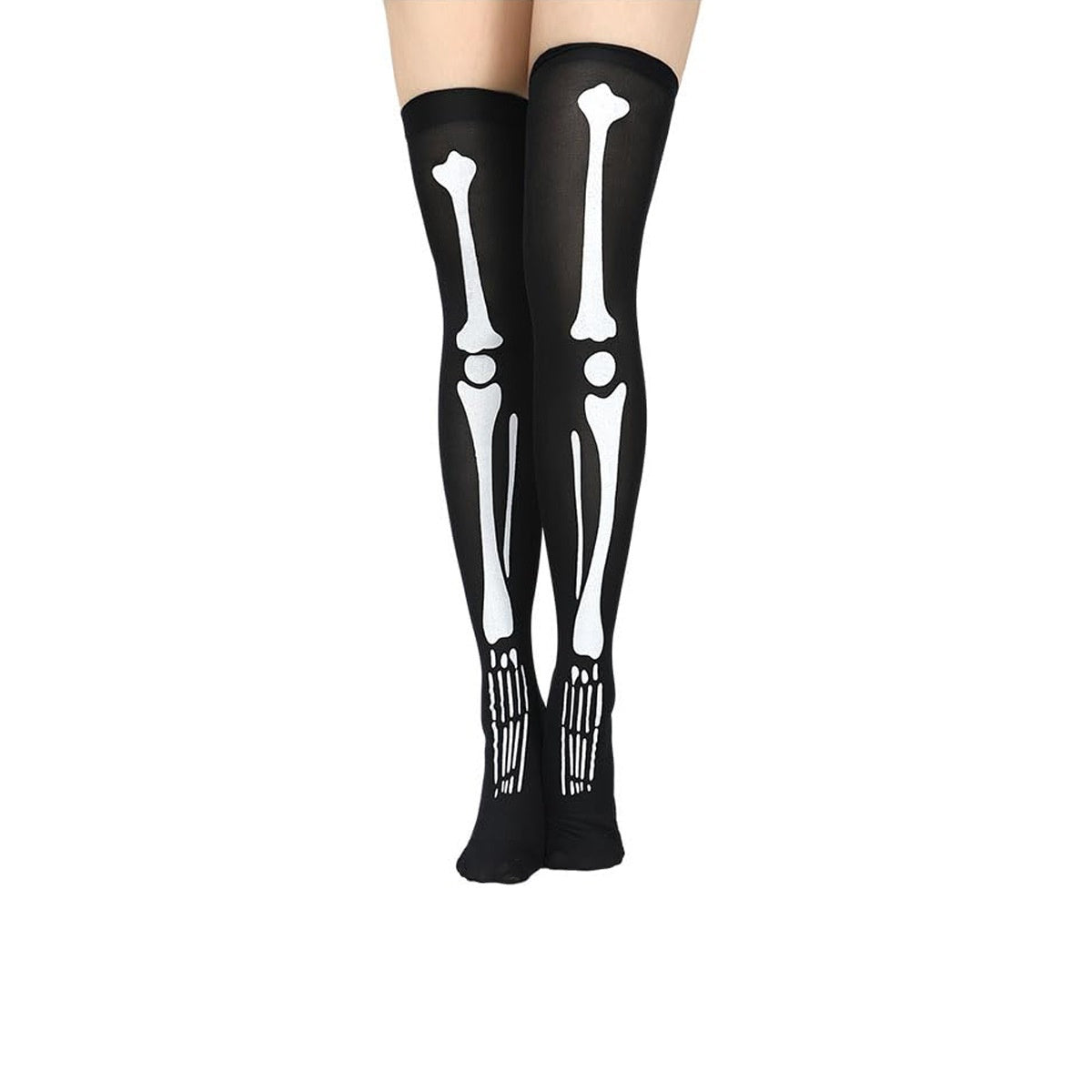 Gothic Print Over-Knee Socks