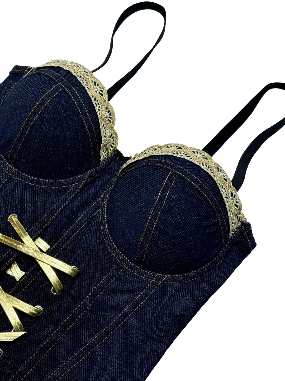 Denim Lace-Up Corset