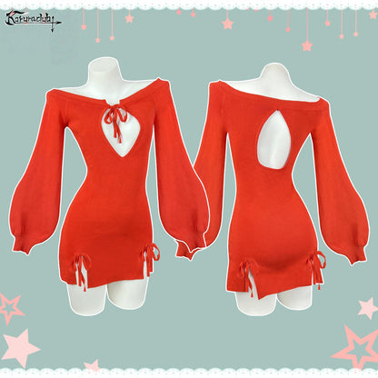 BUTTERFLY KNOT V-NECK DRESS SR06