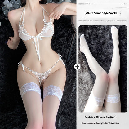 Sexy Lingerie Sexy Three-point Small Breast Size Exaggerating Bra Pure Desire Style Uniform Suit