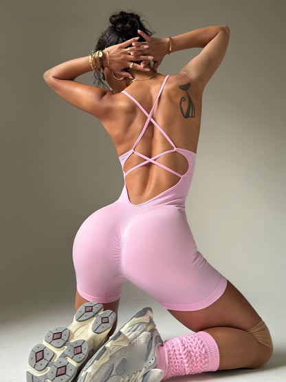 Beauty Back One-piece Peach Hip Shorts