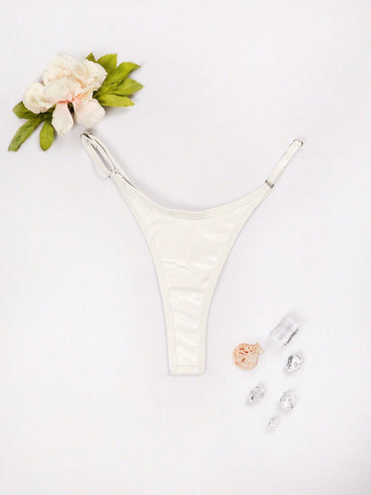 Swim Trunks Sexy Lady's Briefs Solid Color T-back