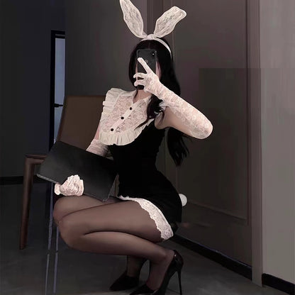 Sexy Lingerie Pure Desire Lace Package Hip Skirt Sexy Bunny Uniform