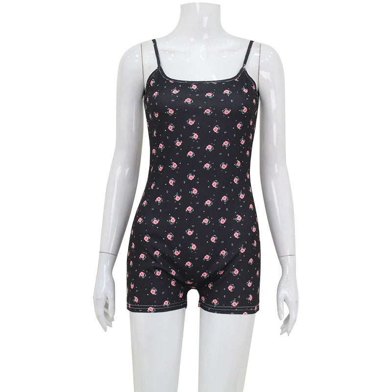 Printed Sling Off-neck Backless Lace-up Outer Wear Shorts