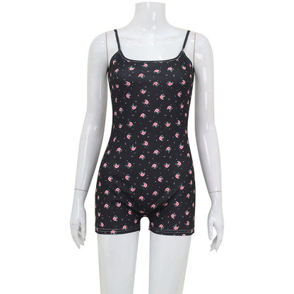 Printed Sling Off-neck Backless Lace-up Outer Wear Shorts