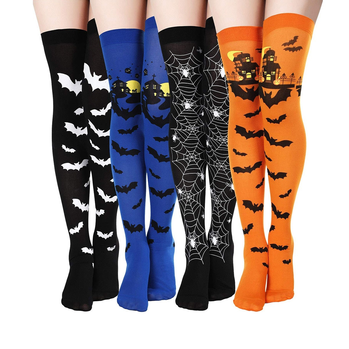 Gothic Print Over-Knee Socks
