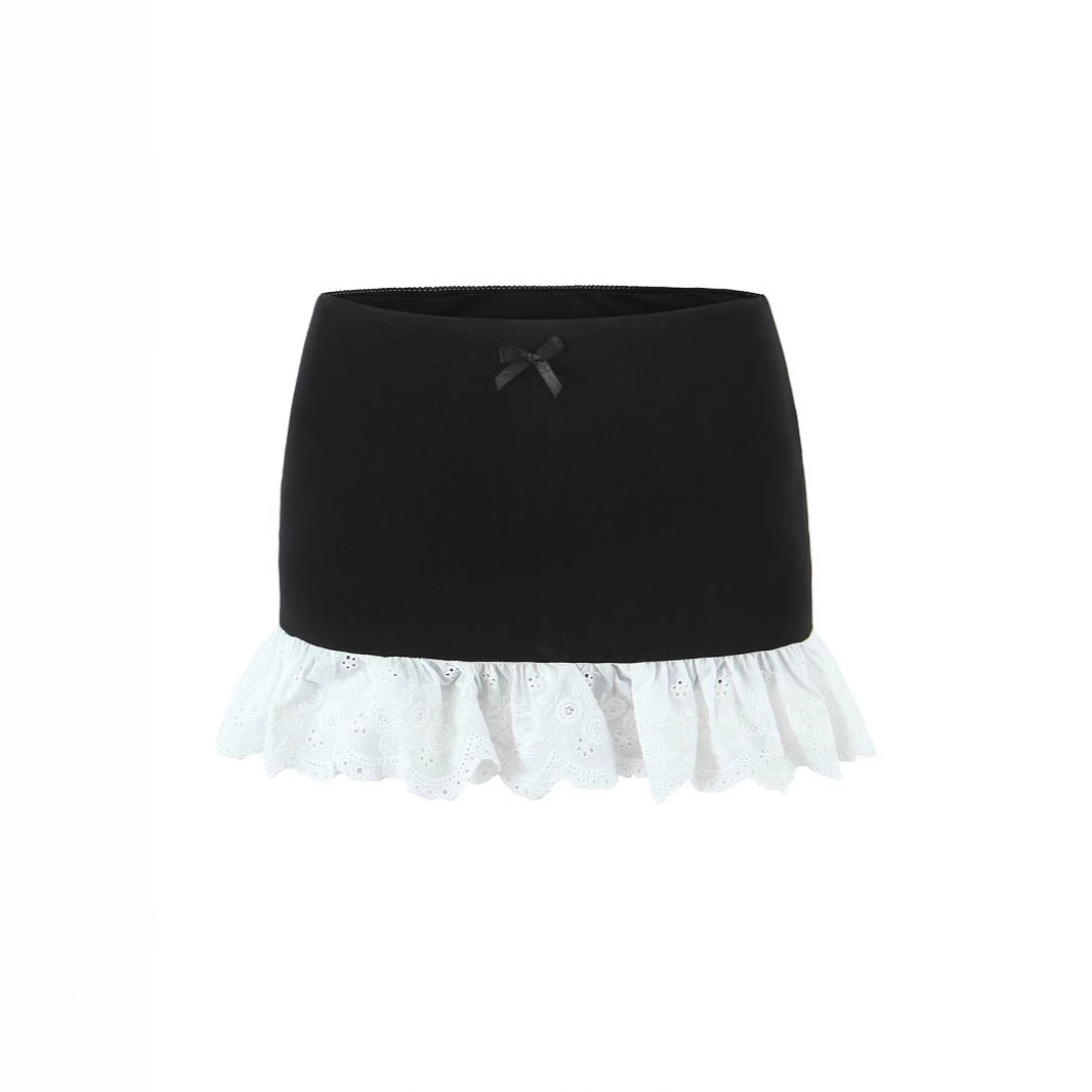 Eyelet Ruffle Micro Skirt