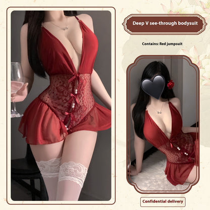 Sexy Lingerie Sexy Lace See-through Pure Desire Jumpsuit