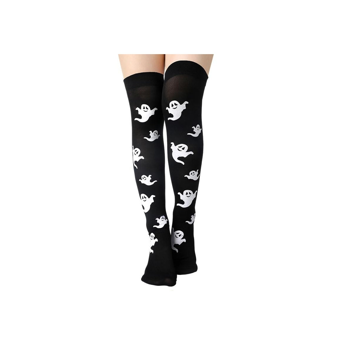 Gothic Print Over-Knee Socks