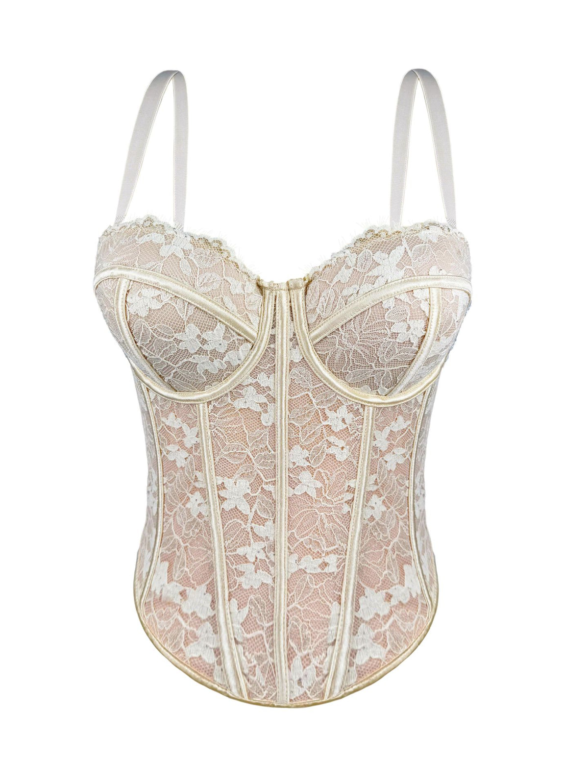 Sheer Rose Lace Bustier — Floral Corset Top