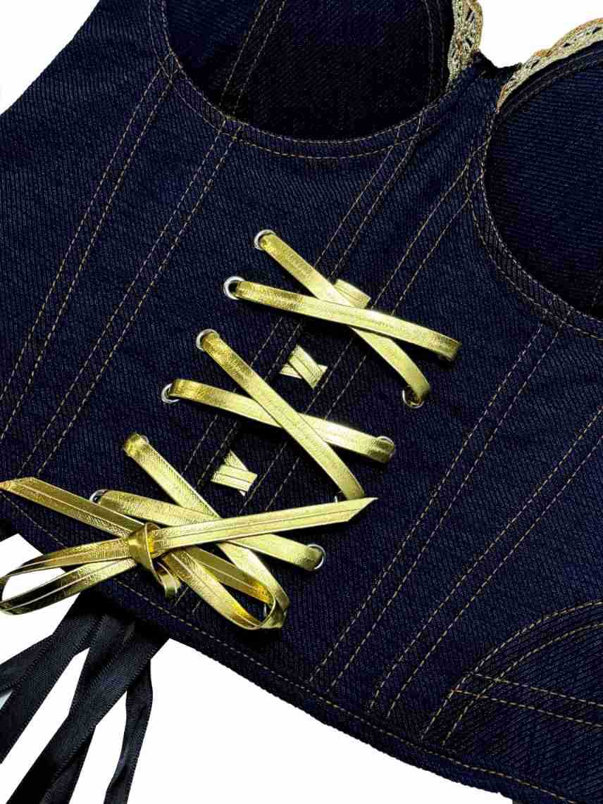 Denim Lace-Up Corset