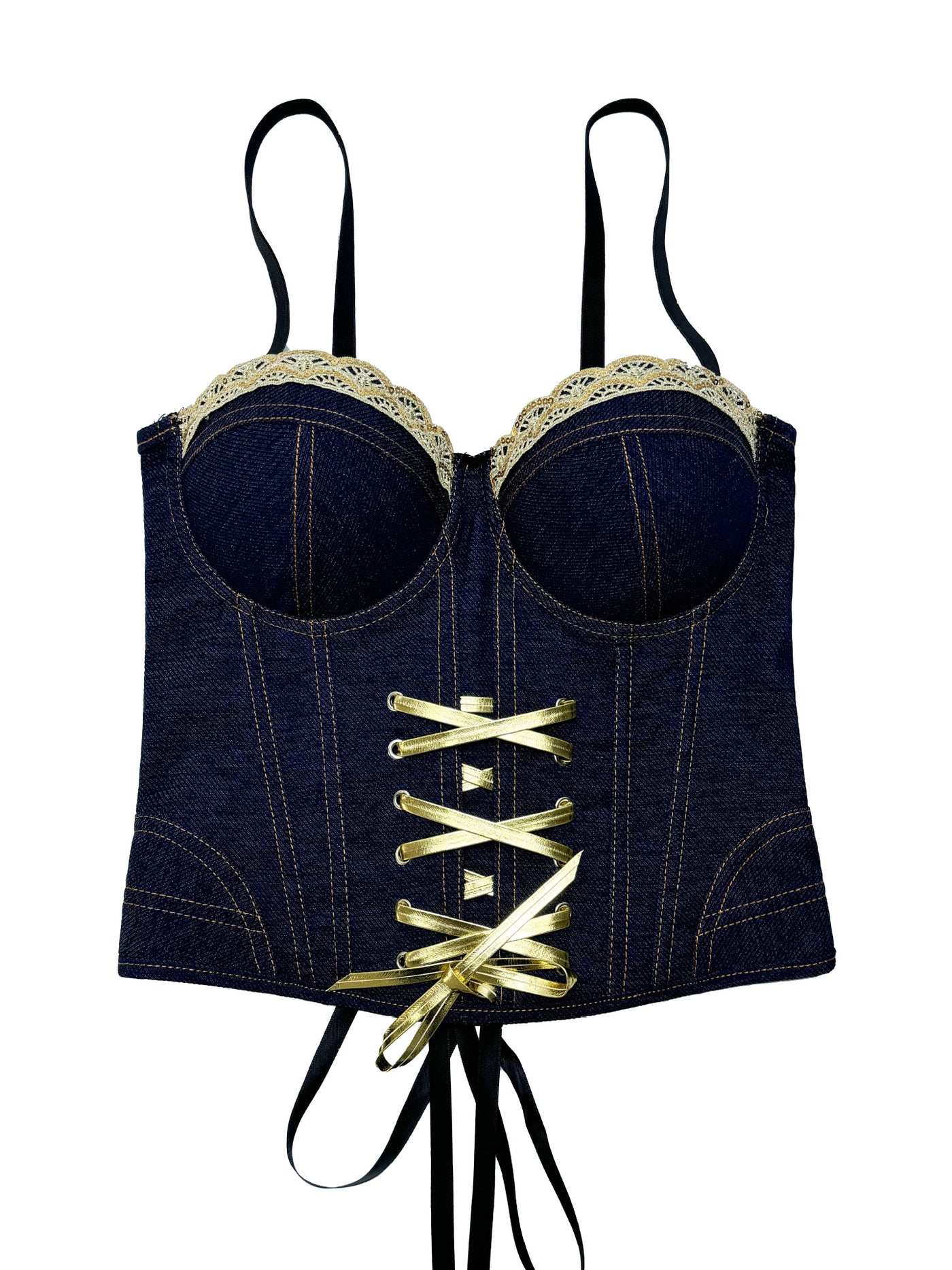 Denim Lace-Up Corset