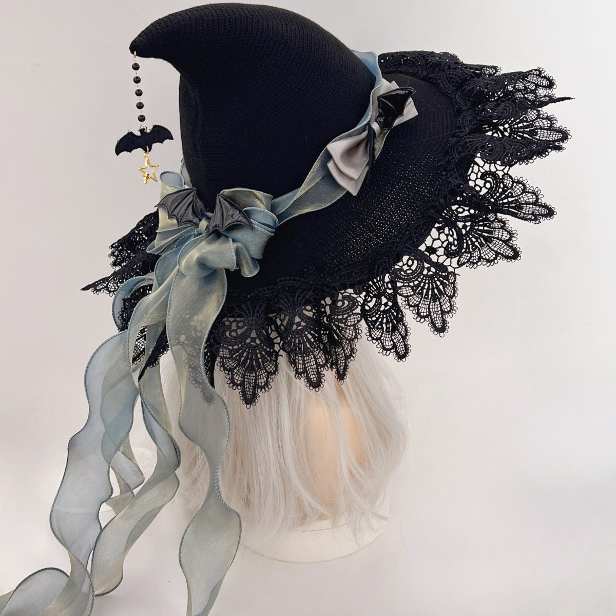 Bat Bow Lace Witch Hat