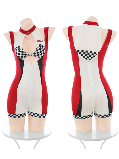 Racer Zipper Crotch Romper