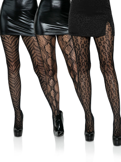 Get Wild Animal Print Fishnet Tights Hosiery Bundle