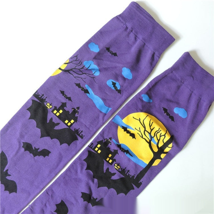Gothic Print Over-Knee Socks