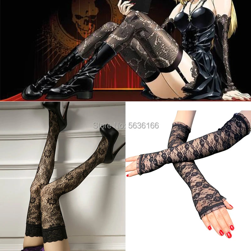 Lace stocking and glove set
