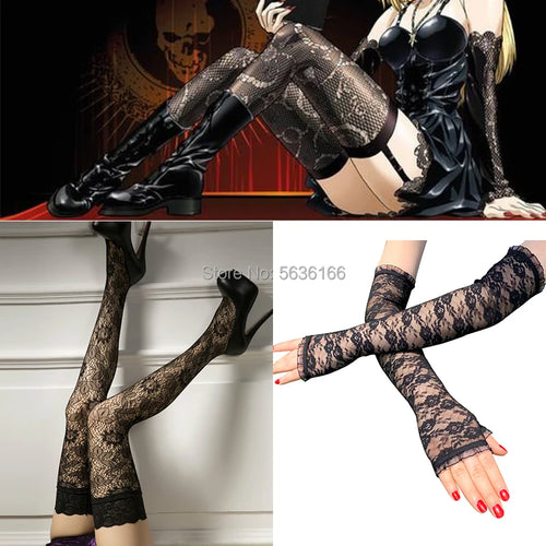 Lace stocking and glove set