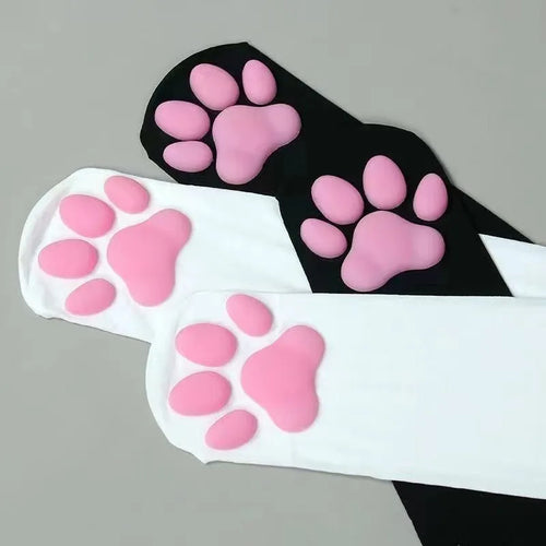 Cat paw thigh high socks