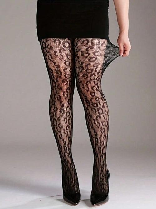 Leopard print fishnet stockings