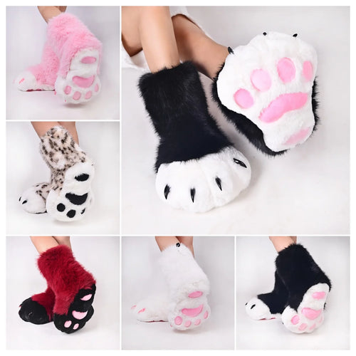 Furry animal paw boots