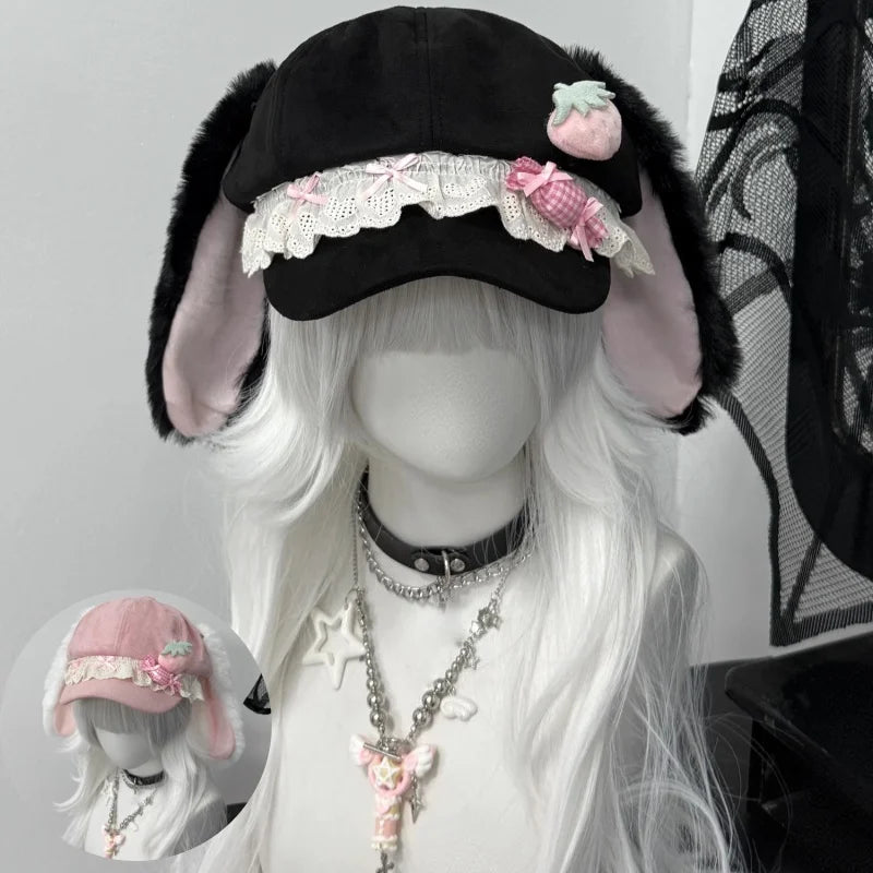 Strawberry lace bow beret