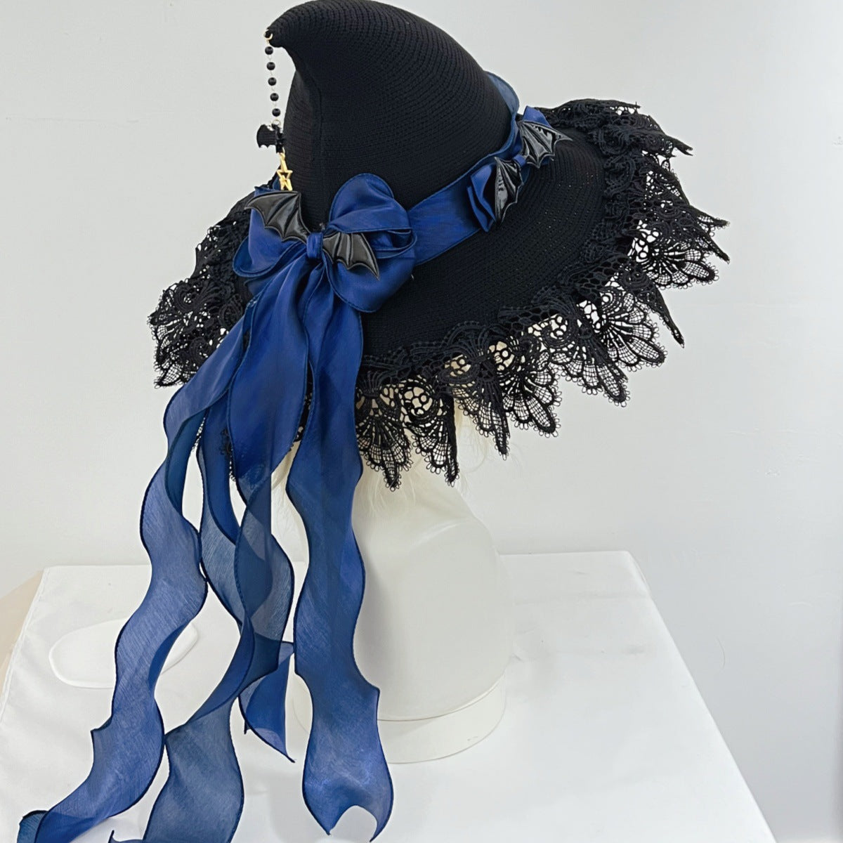 Bat Bow Lace Witch Hat