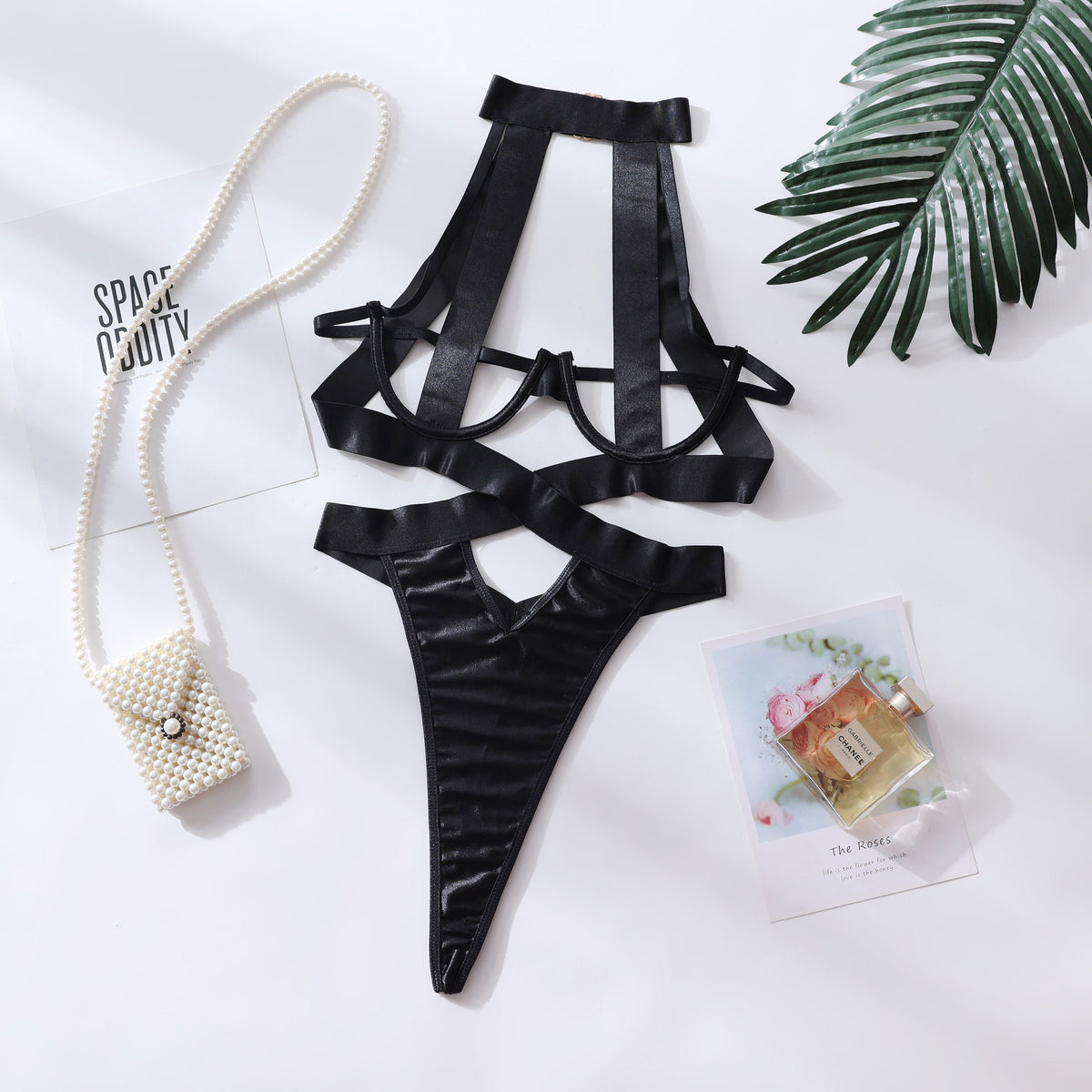 Black Strap Cutout Bodysuit