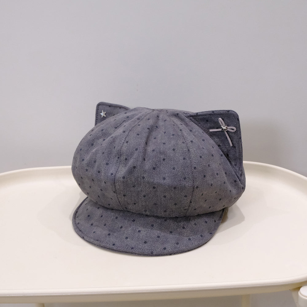 Polka Dot Cat Ear Beret