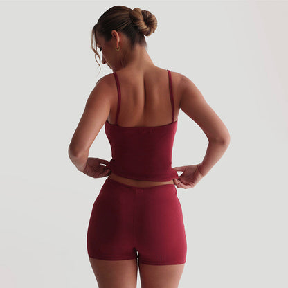 Sleeveless Backless Sexy Suspender Shorts Suit