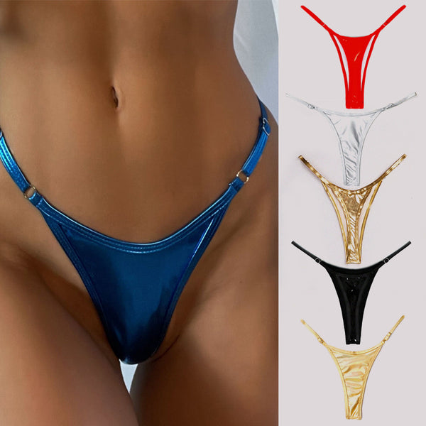 Metallic T-Back Swim Bottoms