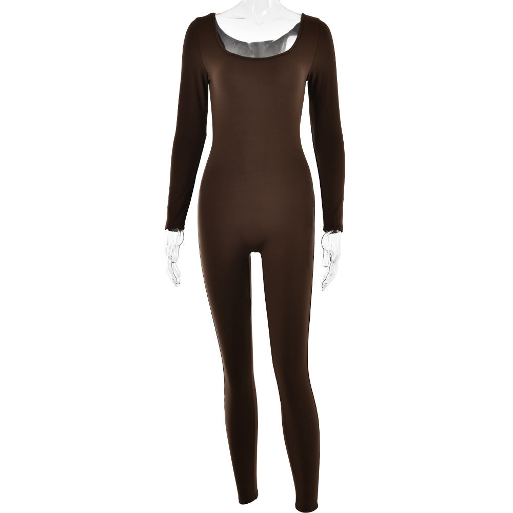 Sexy Soft High Elastic Long-sleeved Tights Trousers Jumpsuit