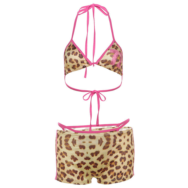 Leopard Suspender Bikini Set