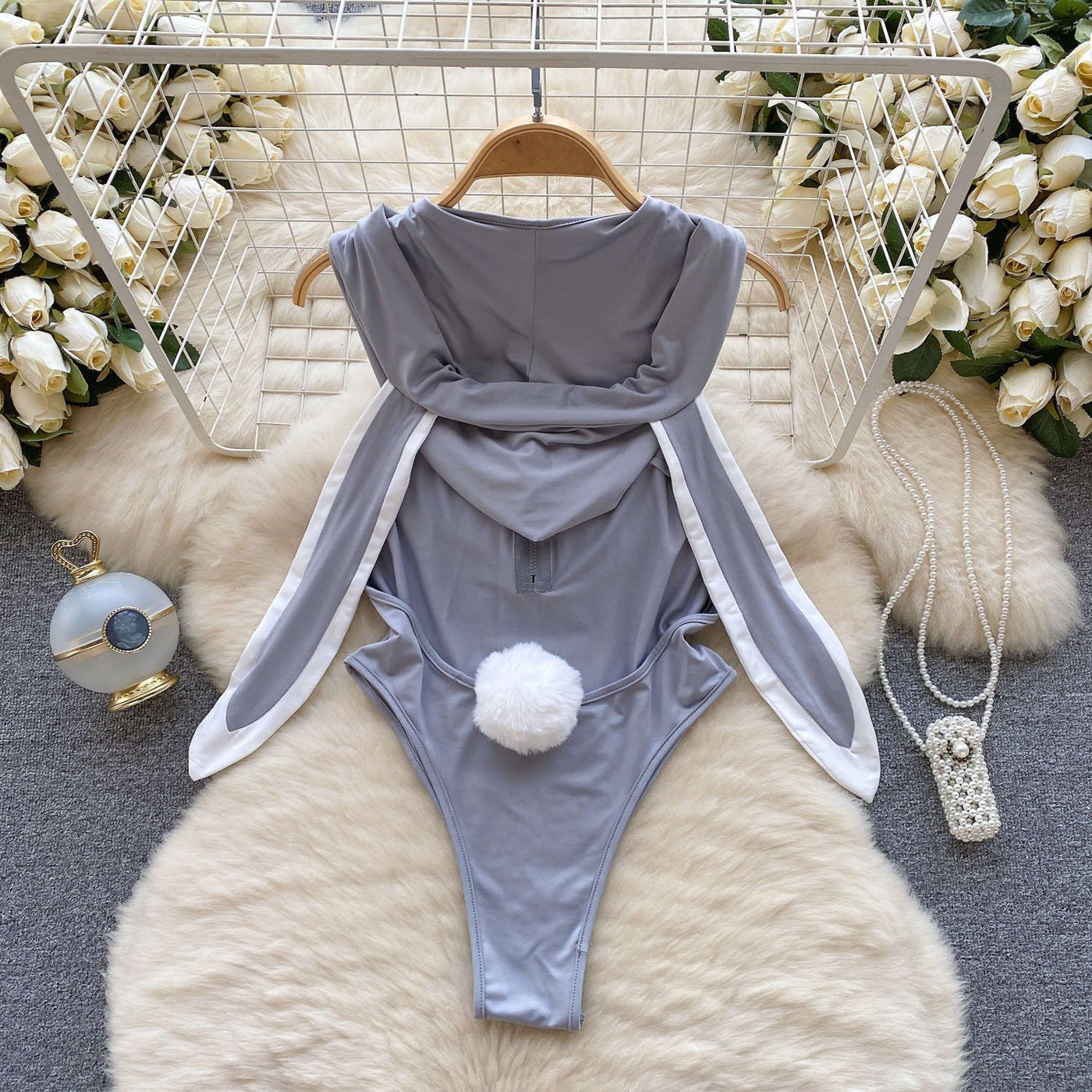 Hooded Bunny-Ear Bodysuit