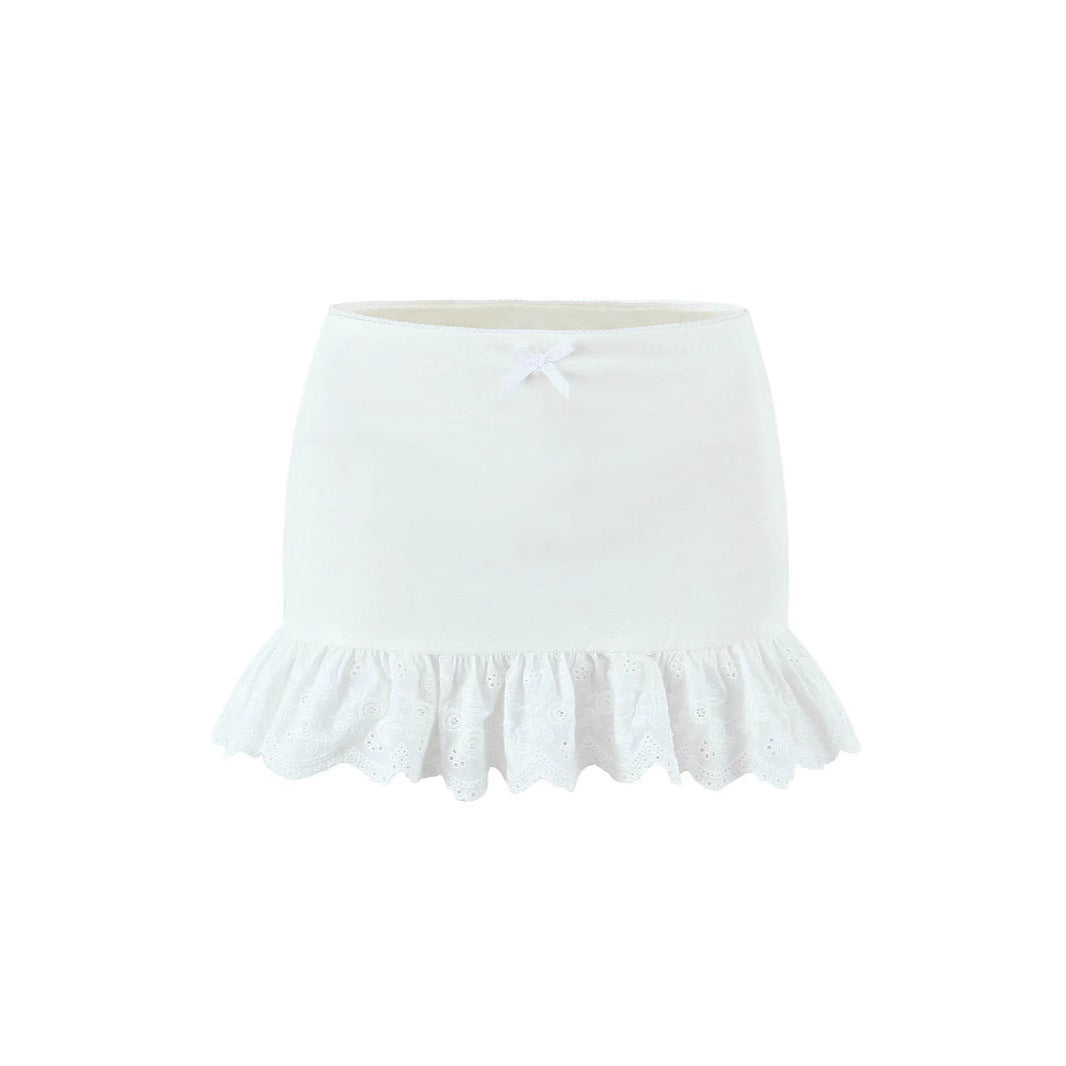 Eyelet Ruffle Micro Skirt