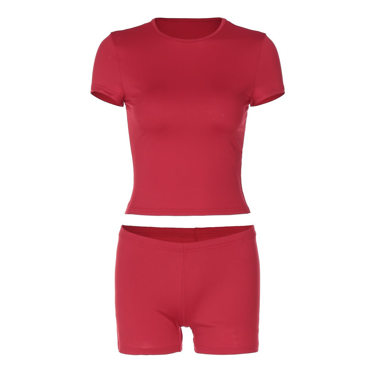 Solid Color Short Sleeve Top Casual Shorts Suit