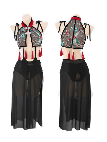 Chinese Style Mesh Teddy with Skirt