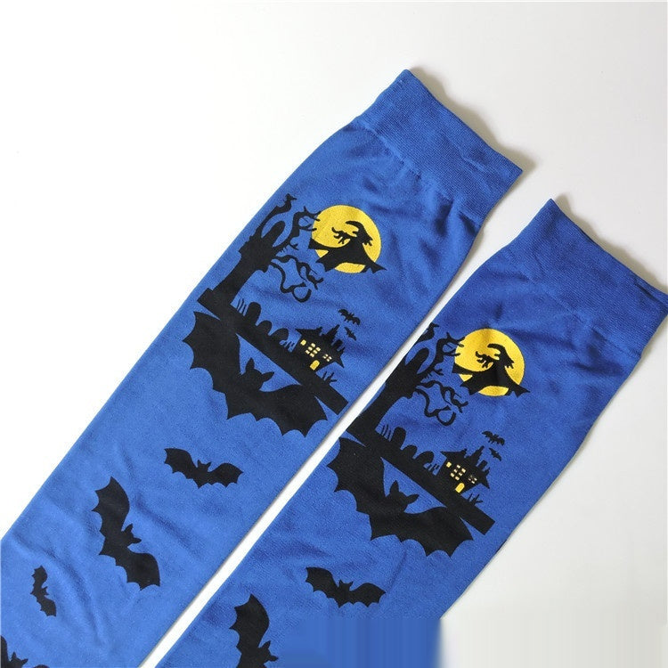 Gothic Print Over-Knee Socks