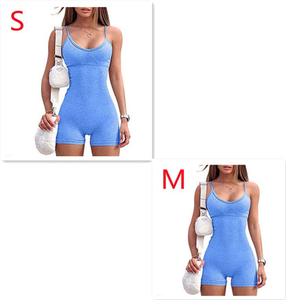 Spaghetti Strap Shorts Jumpsuit Sports Yoga Workout Tight Romper Women Fashion Fitness Sportwear