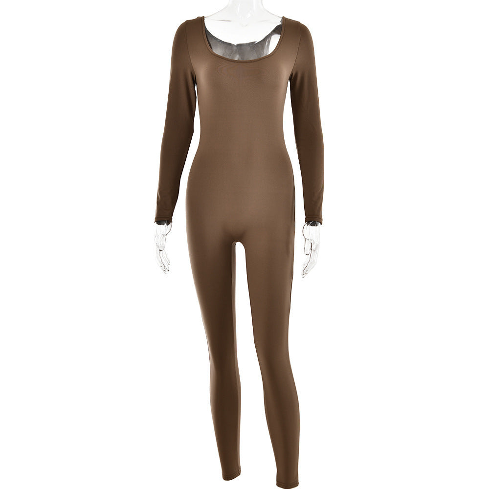 Sexy Soft High Elastic Long-sleeved Tights Trousers Jumpsuit