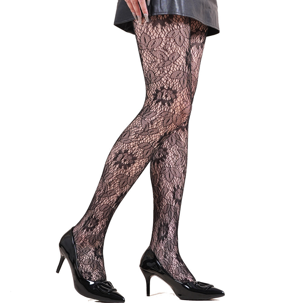 Spiderweb Print Fishnet Tights