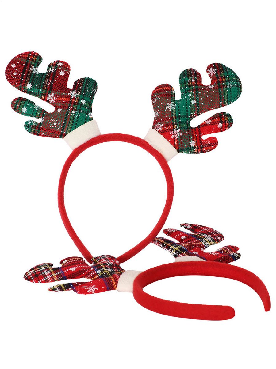 Plaid Reindeer Ears Hair Hoop