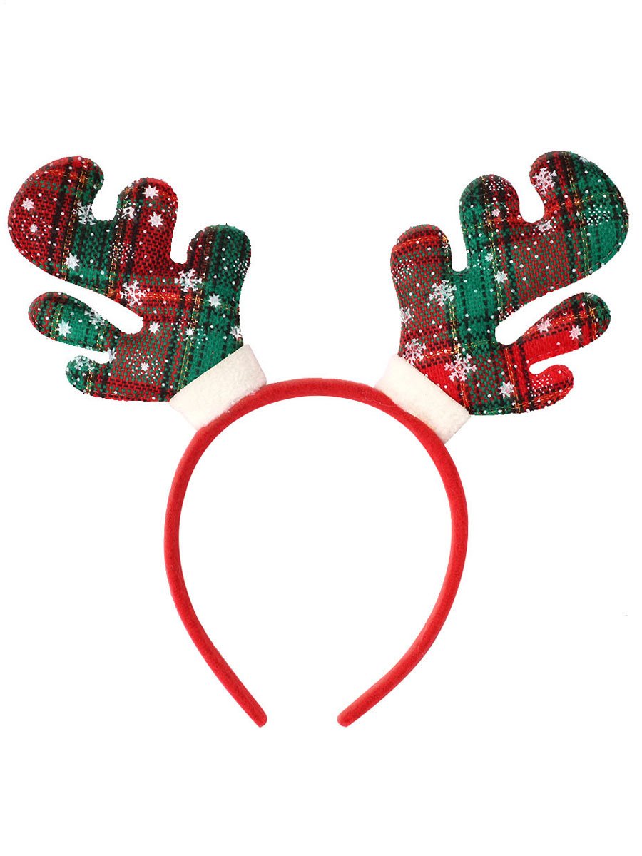 Plaid Reindeer Ears Hair Hoop